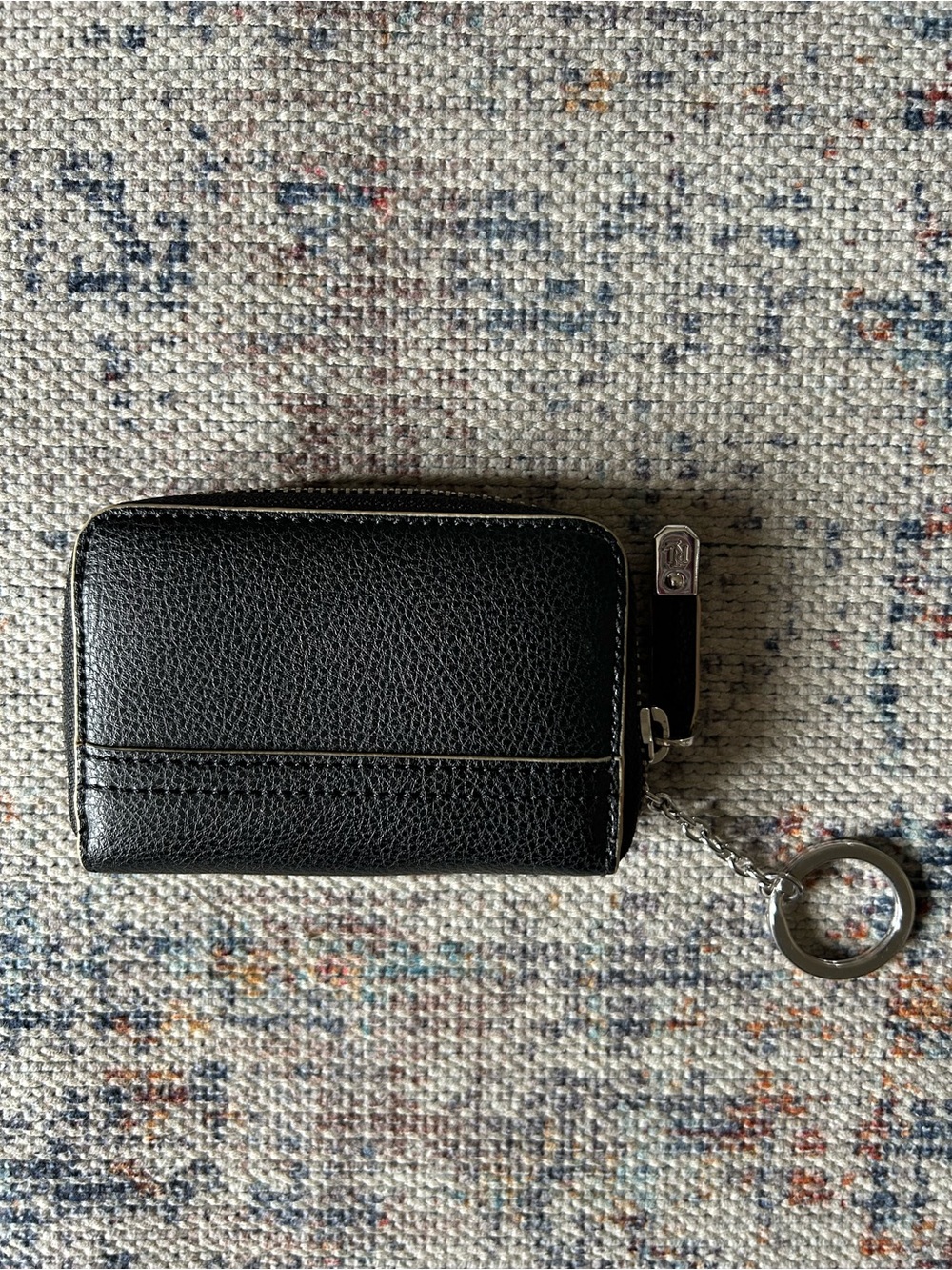 Ralph Lauren Black Leather Zip Card Case W/ Key Ring - Picture 5 of 8